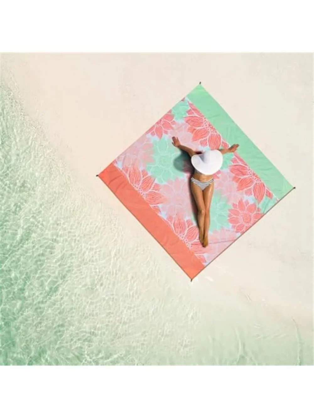 Beach Blanket Waterproof Sandproof Oversized Pink Floral Picnic Mat Camping